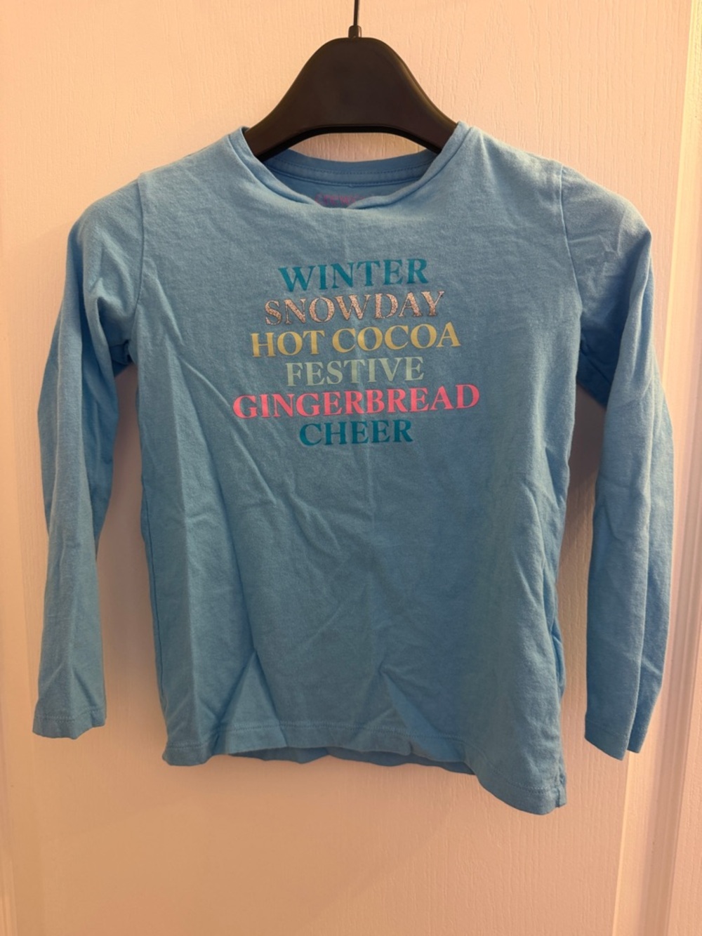 Crewcuts Light Blue Long-Sleeve Holiday Word Tee